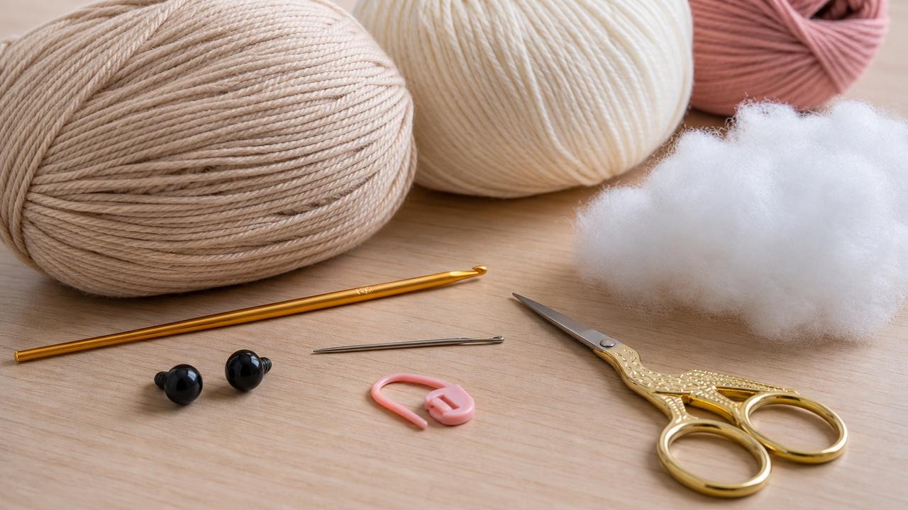 Materiais básicos para amigurumi com execução prática em blocos curtos